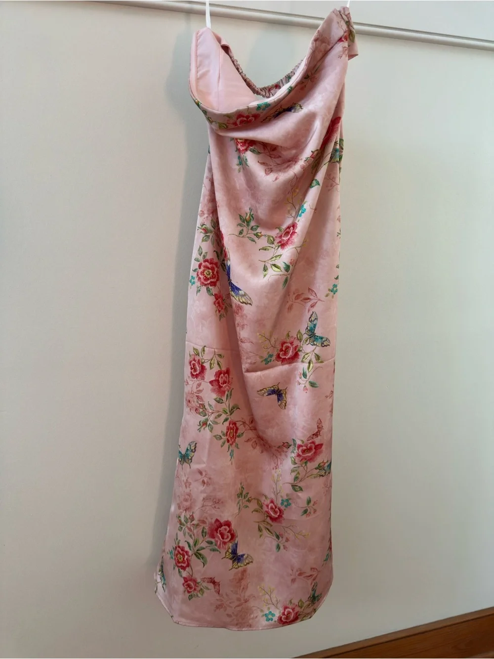 Strapless Pink Floral Maxi Dress - Picture 3 of 5